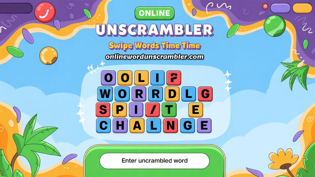 Online Word Unscrambler Swipe Words Time Challenge Game 2